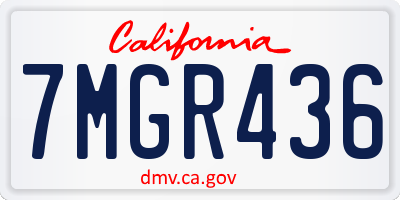 CA license plate 7MGR436