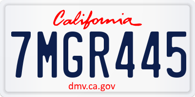 CA license plate 7MGR445