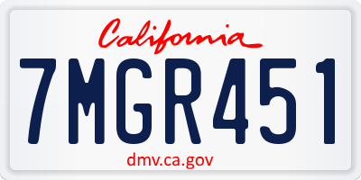 CA license plate 7MGR451