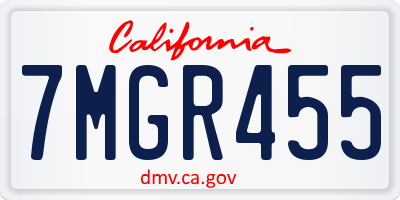 CA license plate 7MGR455