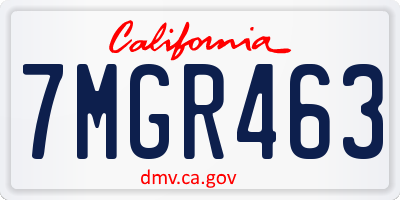 CA license plate 7MGR463