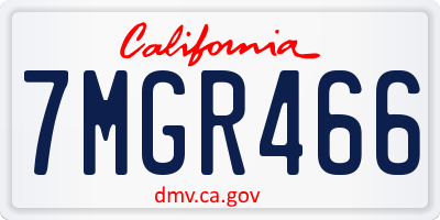 CA license plate 7MGR466