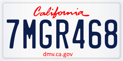 CA license plate 7MGR468