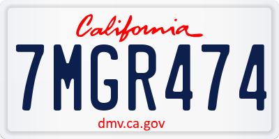 CA license plate 7MGR474