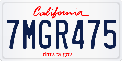 CA license plate 7MGR475