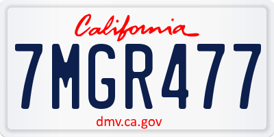 CA license plate 7MGR477