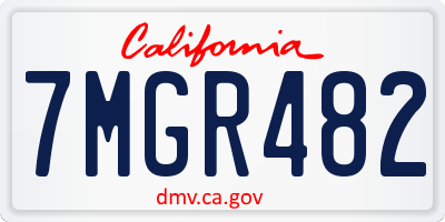 CA license plate 7MGR482