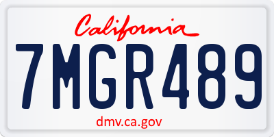 CA license plate 7MGR489