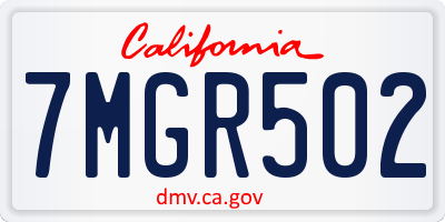 CA license plate 7MGR502