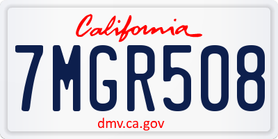 CA license plate 7MGR508
