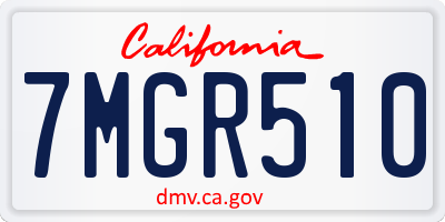 CA license plate 7MGR510