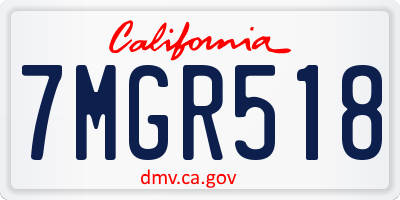 CA license plate 7MGR518