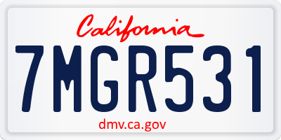 CA license plate 7MGR531