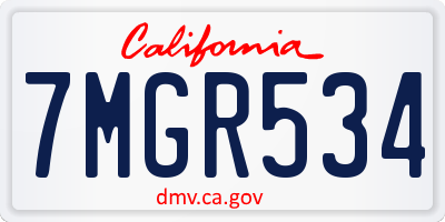 CA license plate 7MGR534
