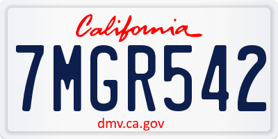 CA license plate 7MGR542