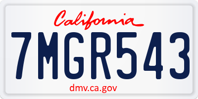 CA license plate 7MGR543