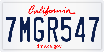 CA license plate 7MGR547