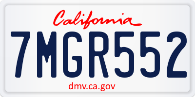 CA license plate 7MGR552