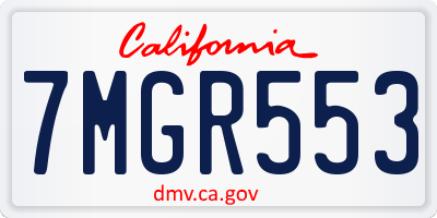 CA license plate 7MGR553