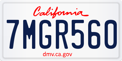 CA license plate 7MGR560