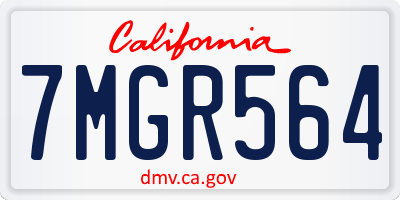 CA license plate 7MGR564