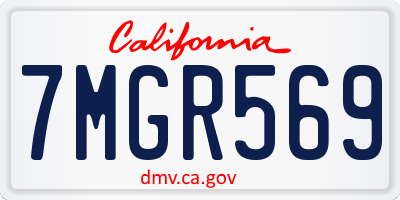 CA license plate 7MGR569