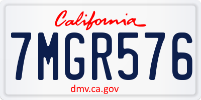 CA license plate 7MGR576