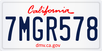 CA license plate 7MGR578