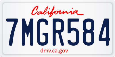 CA license plate 7MGR584