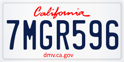 CA license plate 7MGR596