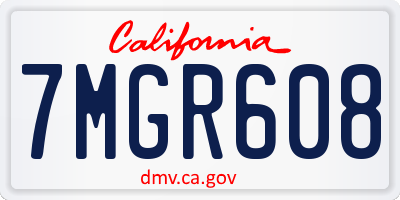 CA license plate 7MGR608