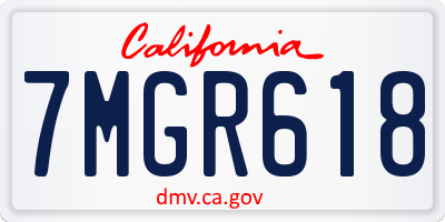 CA license plate 7MGR618