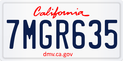 CA license plate 7MGR635