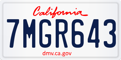 CA license plate 7MGR643