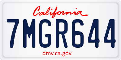 CA license plate 7MGR644
