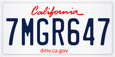 CA license plate 7MGR647