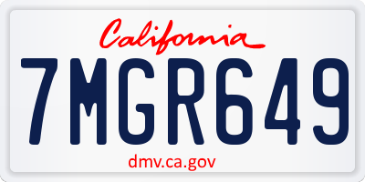 CA license plate 7MGR649