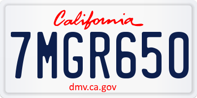 CA license plate 7MGR650