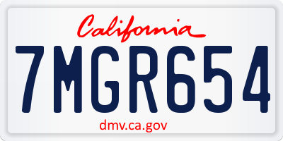 CA license plate 7MGR654