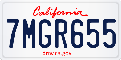 CA license plate 7MGR655