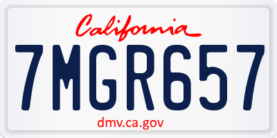 CA license plate 7MGR657
