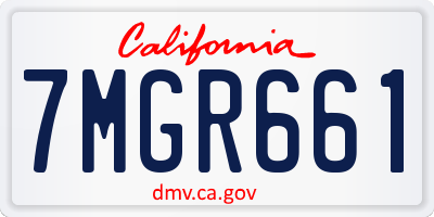 CA license plate 7MGR661