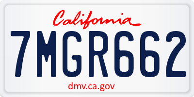 CA license plate 7MGR662