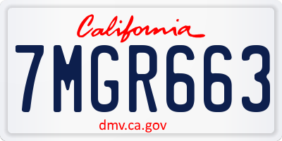 CA license plate 7MGR663