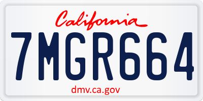 CA license plate 7MGR664