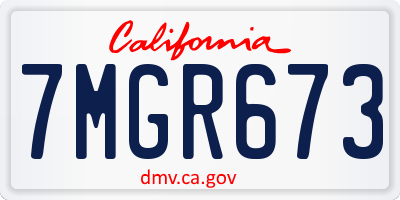 CA license plate 7MGR673