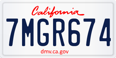 CA license plate 7MGR674