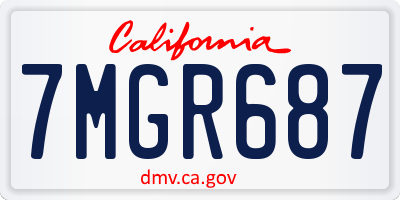 CA license plate 7MGR687