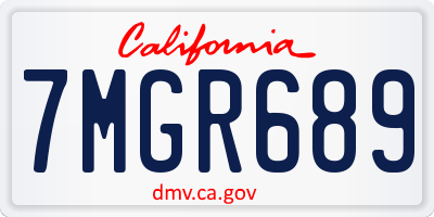 CA license plate 7MGR689