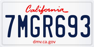 CA license plate 7MGR693